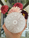 "Zodiac" Round Selenite Charging Plate Crystal Grid