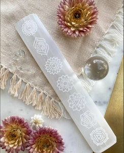 Selenite Crystal Charging and Cleansing Rectangle "Chakras"